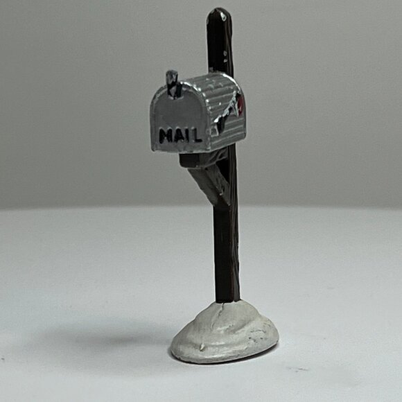 Dept 56 Silver Mail Box on Post, Snow Village Accessory from 1988 (no box) - Picture 2 of 6